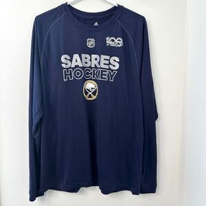 Adidas Men's‎ Long Sleeves Shirt Buffalo Sabres Hockey Blue Size Large